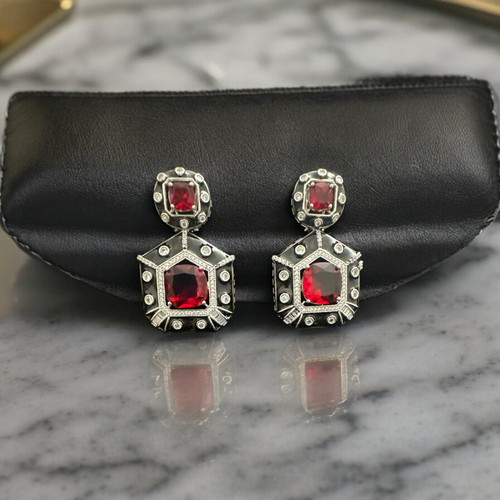 Crimson Noir Earrings - Fusion Wear