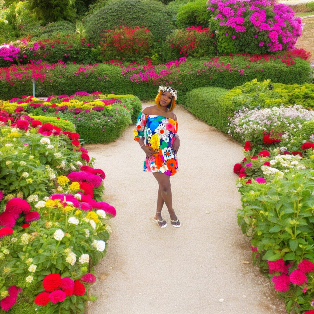 Floral Print Off Shoulder Dress - Fusion Wear