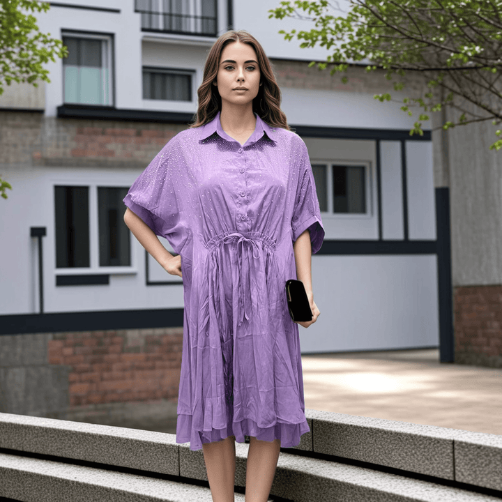 Lavender Crystal Tunic Dress - Fusion Wear