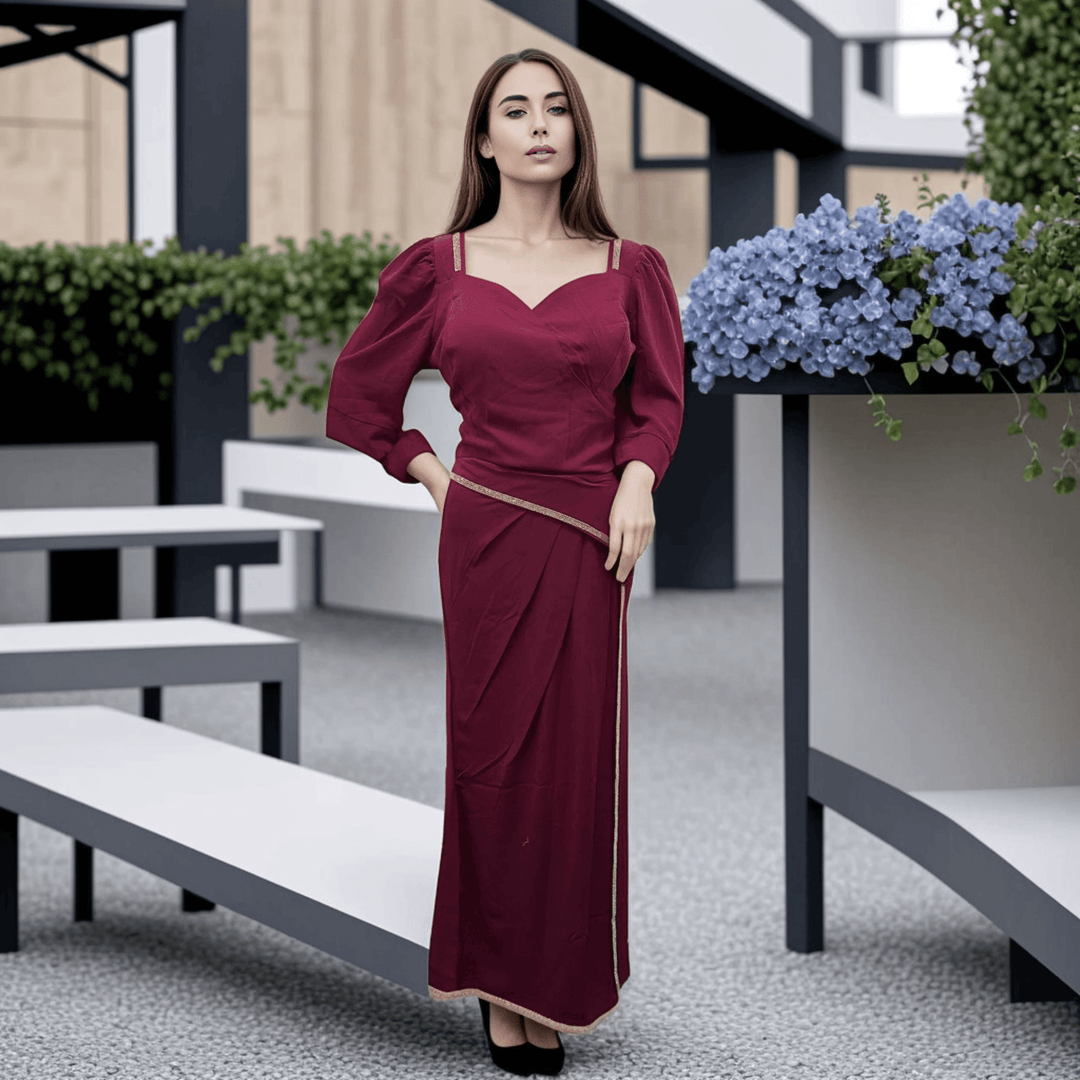 Burgundy formal skirt best sale