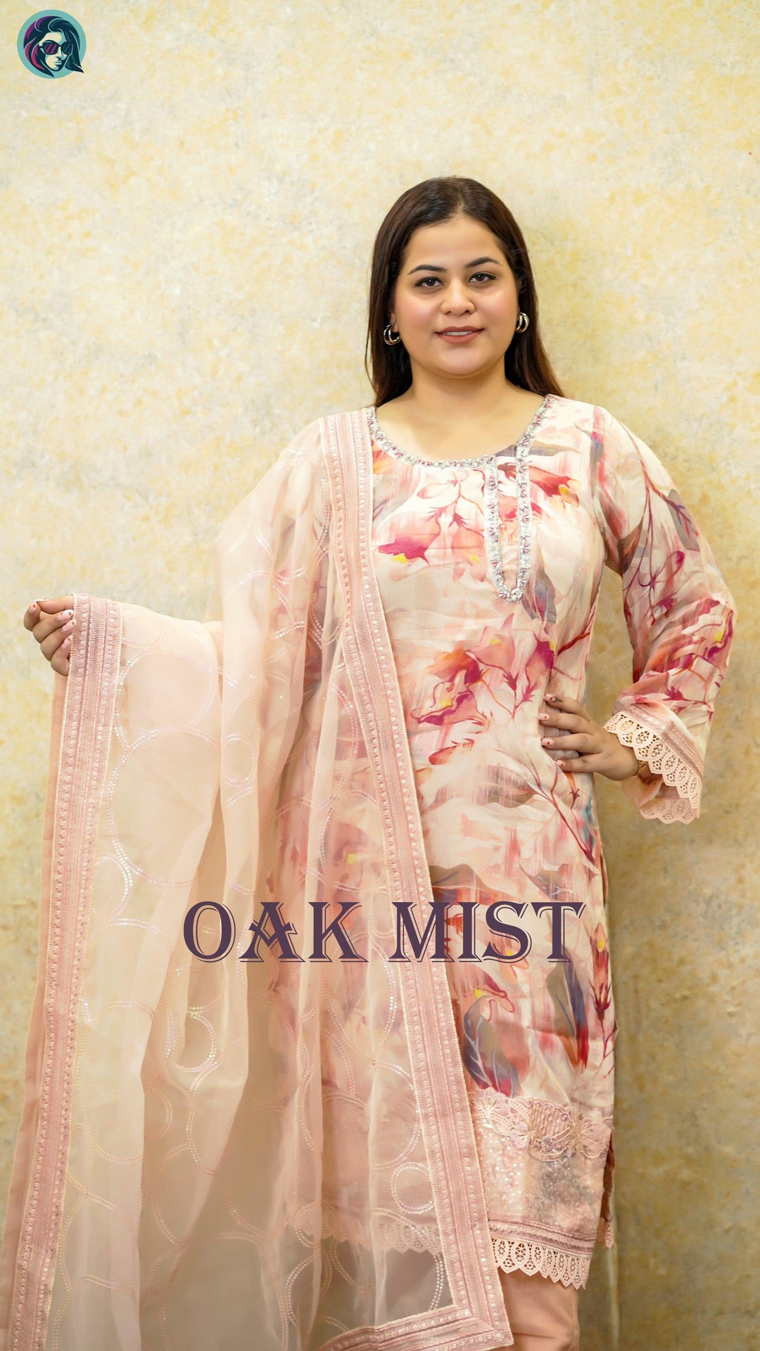 Oak Mist Organza Embroidered - Fusion Wear