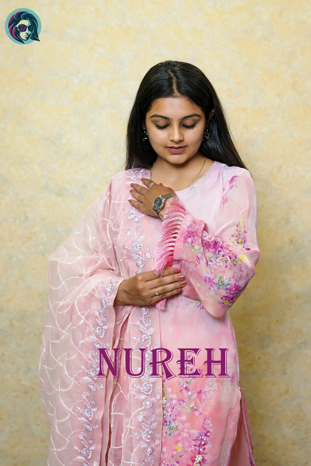 Pink Floral Embroidered - Fusion Wear