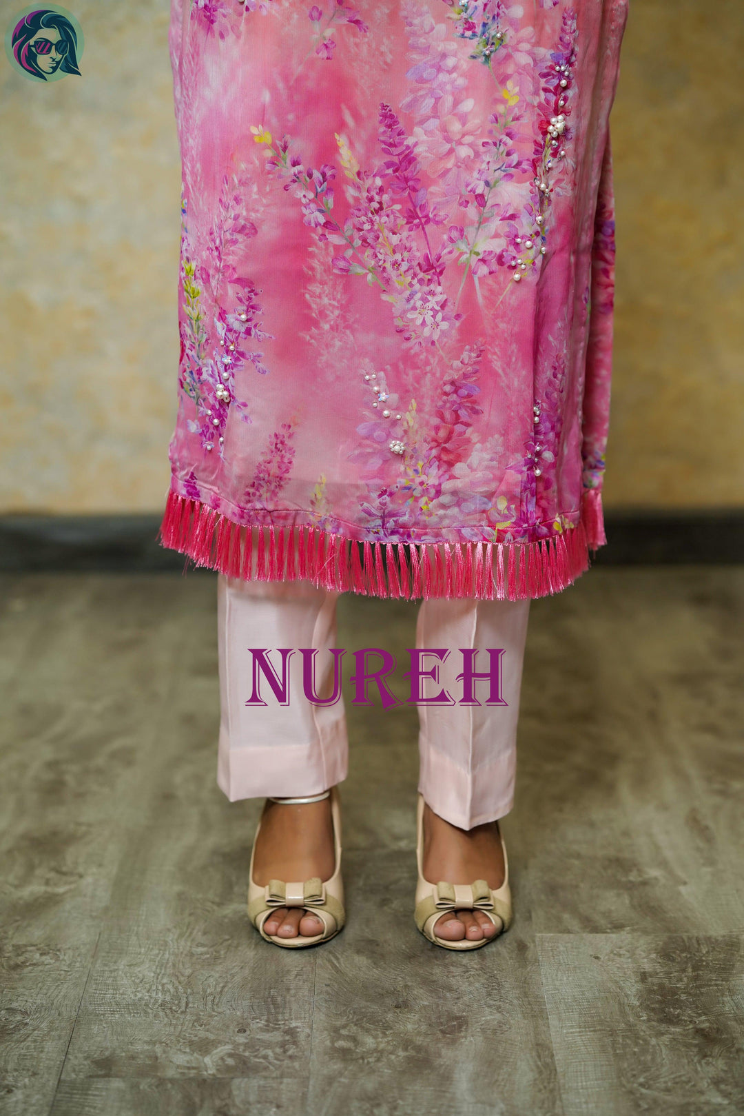 Pink Floral Embroidered - Fusion Wear