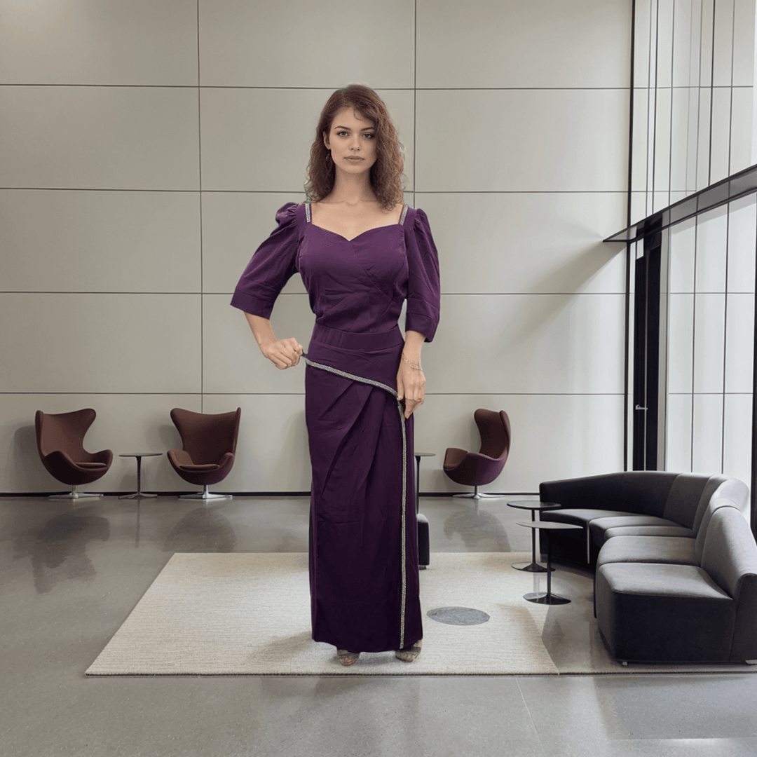 Purple Indowestern Skirt Set - Fusion Wear