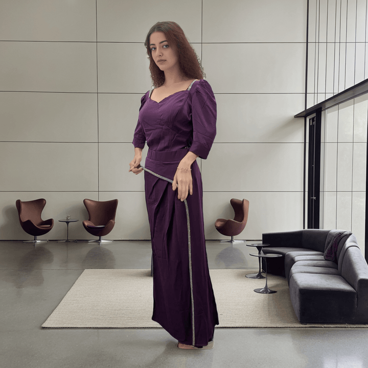 Purple Indowestern Skirt Set - Fusion Wear