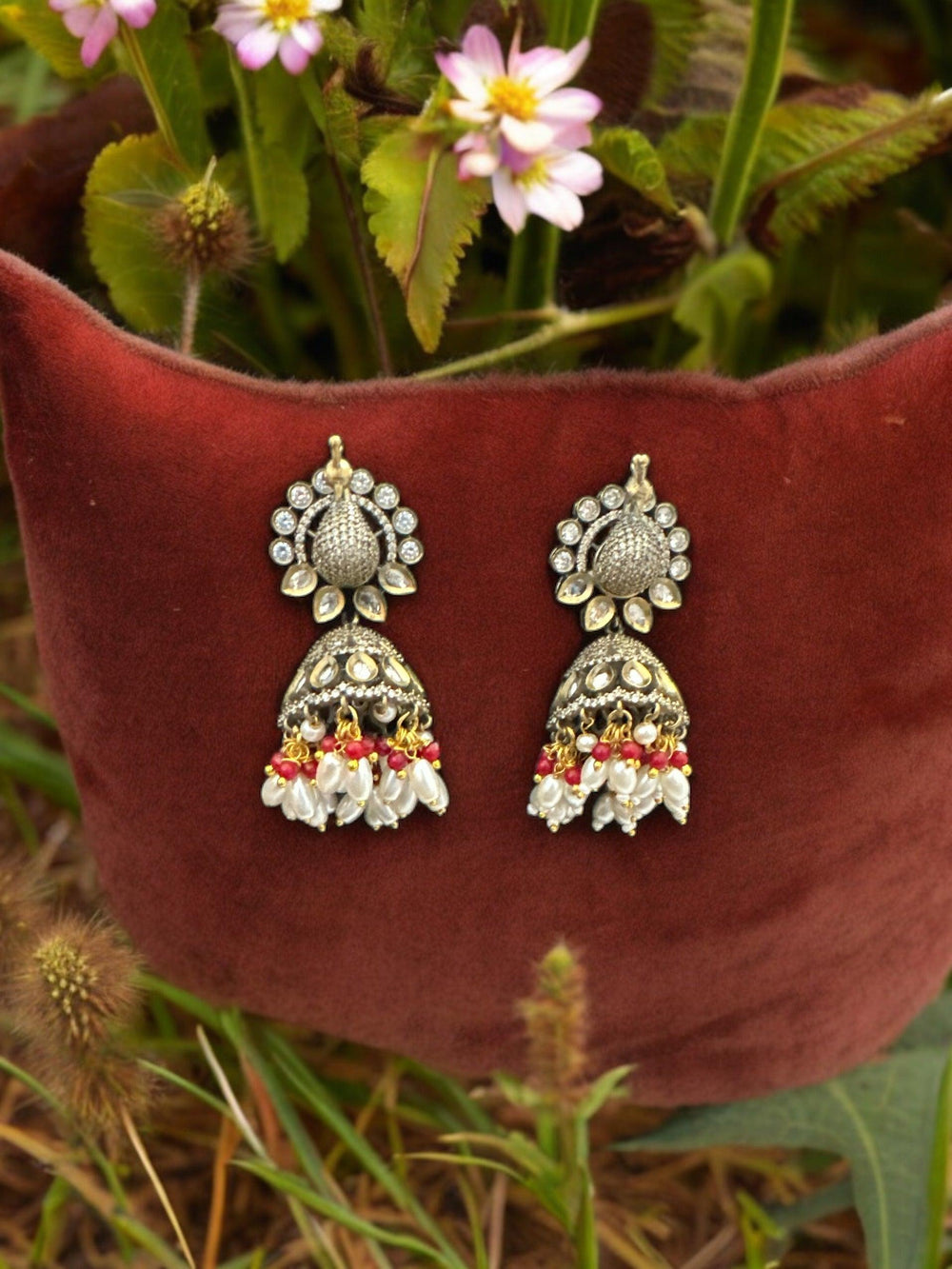 Scarlet Peacock Jhumkas