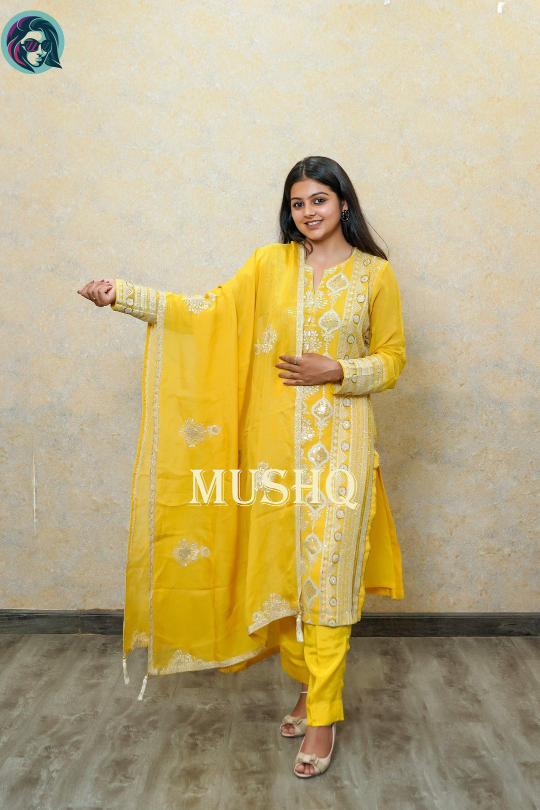 Zest Yellow Silver Embroidered - Fusion Wear